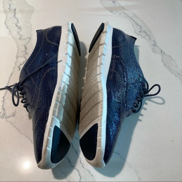 COLE HAAN Sz 10.5 B Zero Grand Blue Patent Leather Lace Up Shoes - Picture 3 of 10